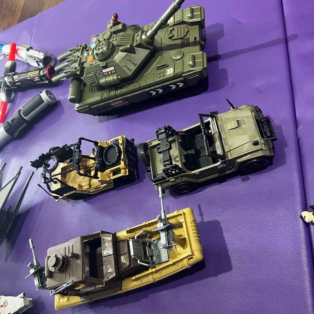 Military Vehicle Toy Set - Green, Tan, Black